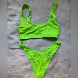 SKIMS bright neon green bikini set Size small